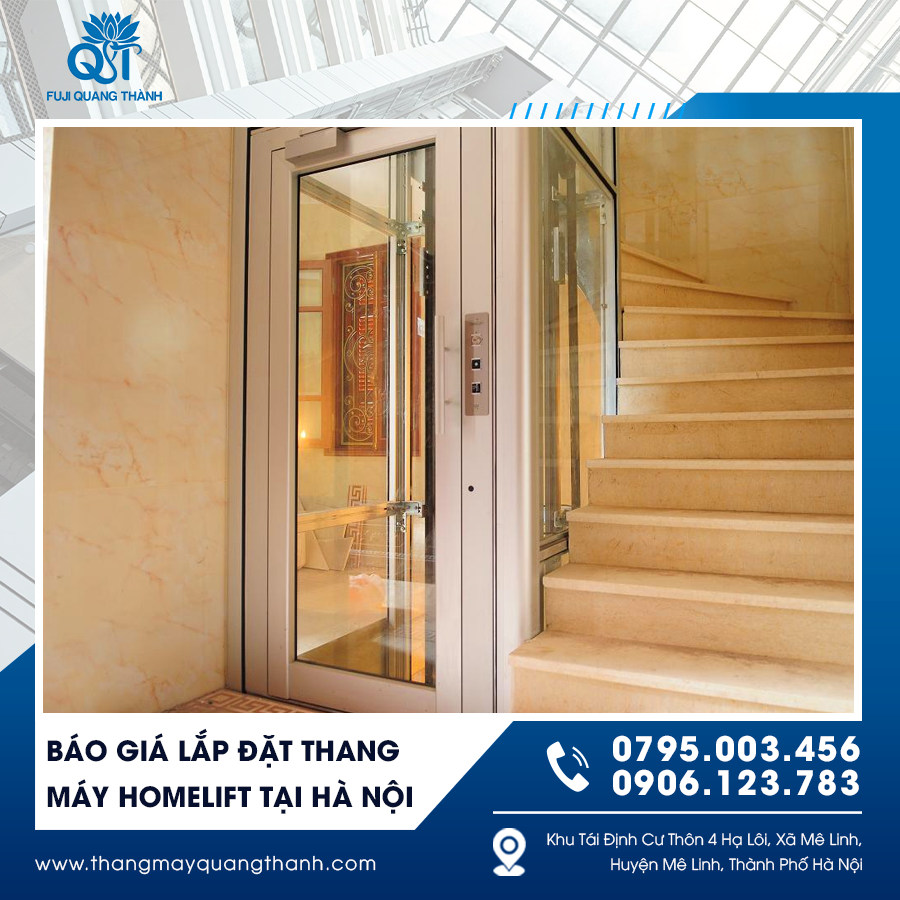 Thang máy Homelift nhỏ gọn, tối ưu diện tích, thích hợp nhà phố và biệt thự.