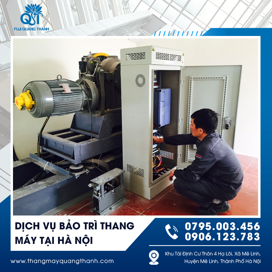 Kỹ thuật viên chuyên nghiệp kiểm tra và bảo dưỡng định kỳ cho thang máy.