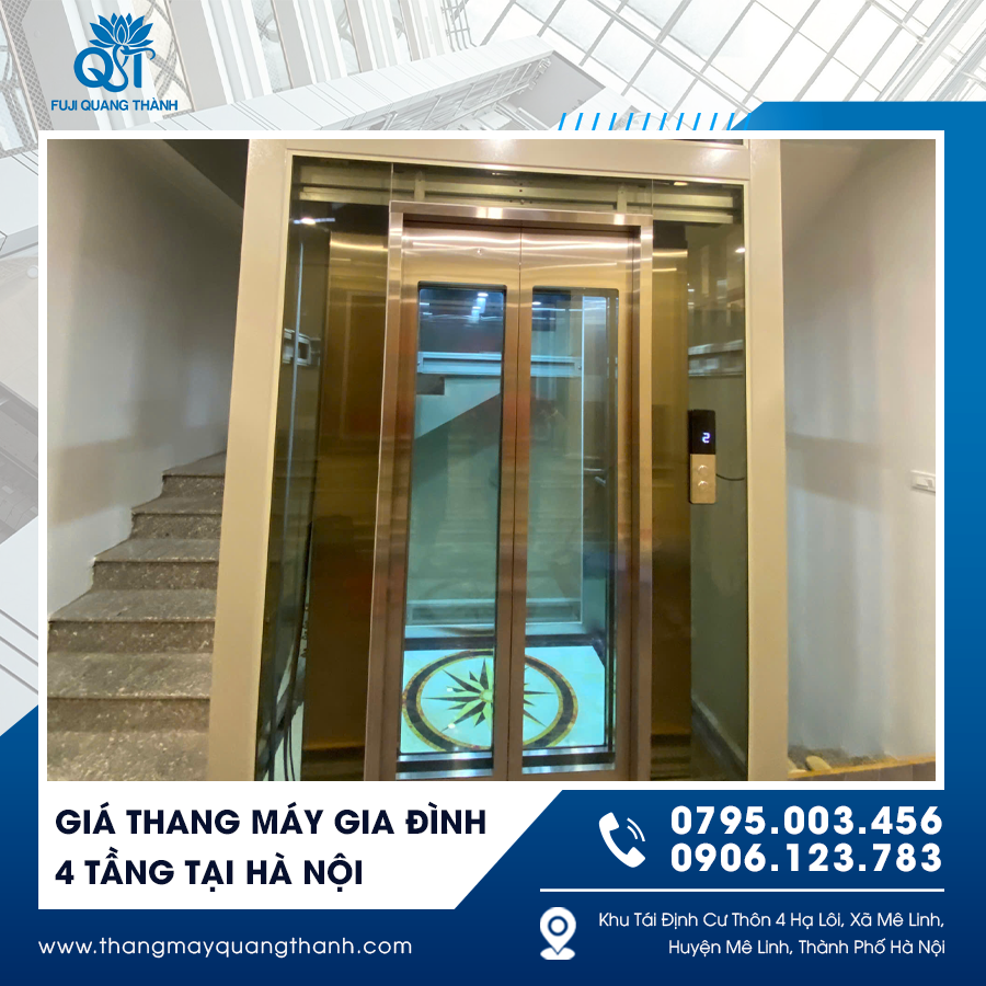 Thang máy gia đình 4 tầng tại Hà Nội cho nhà phố