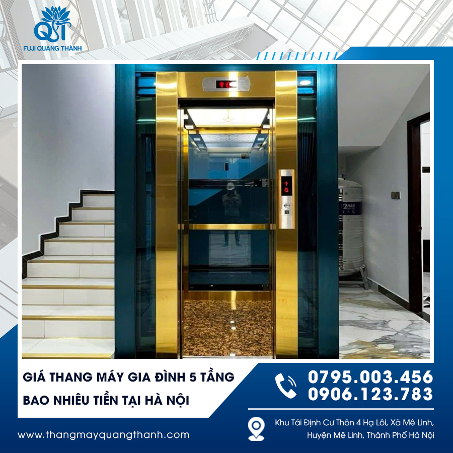 Mẫu thang máy gia đình tích hợp công nghệ tiết kiệm điện và vận hành êm ái.