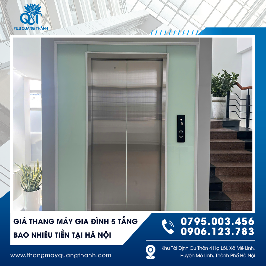 Lắp đặt thang máy gia đình 5 tầng hiện đại tại Hà Nội