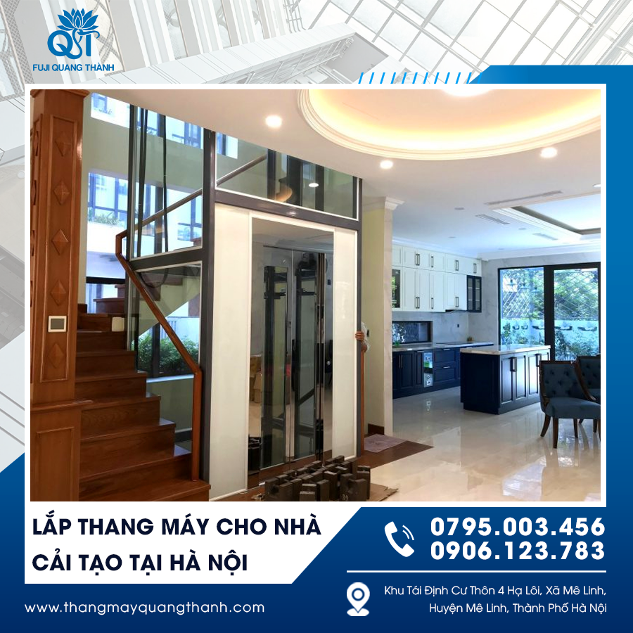 Thang máy kính hiện đại vừa tiết kiệm diện tích vừa sang trọng.
