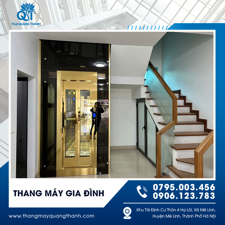 Mẫu thang máy tối ưu diện tích, phù hợp nhà mặt phố và không gian nhỏ hẹp.