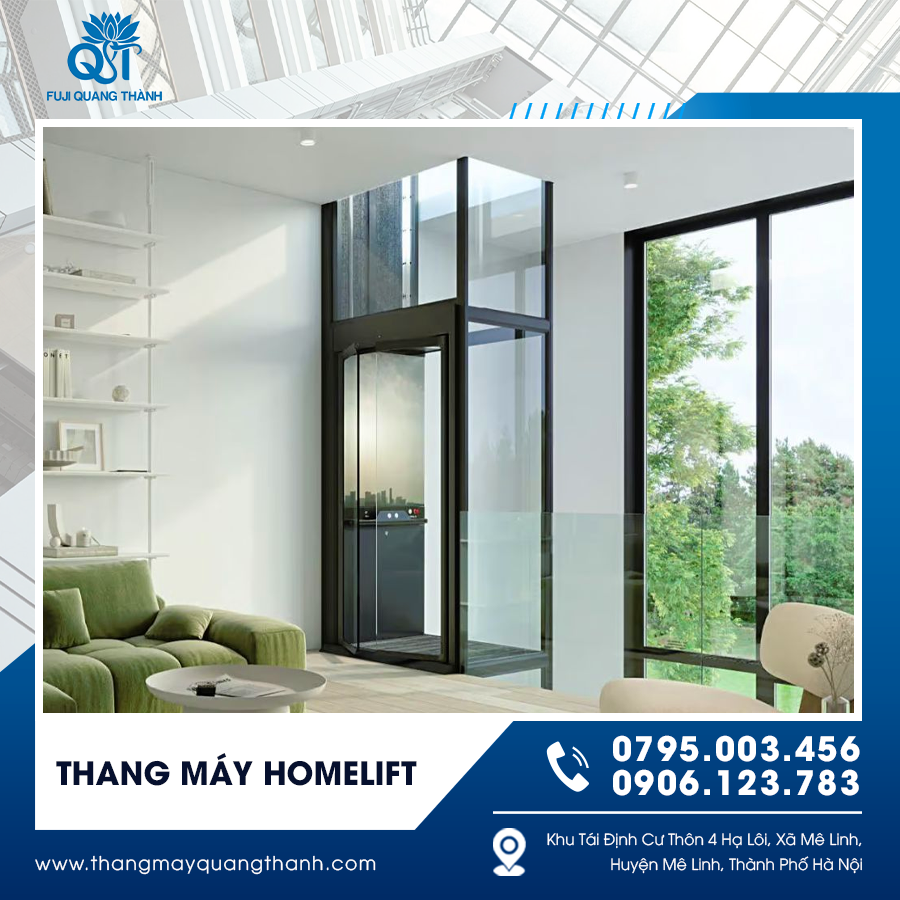 Homelift được lắp đặt nhanh chóng, phù hợp nhà phố và biệt thự